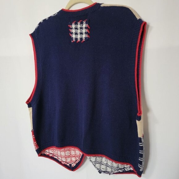 Jantzen Woman Fourth Of July Red White Blue Cotton Embroidered By Hand Vest 2X - Picture 9 of 12